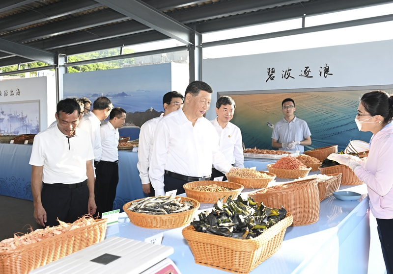 10月15日至16日,中共中央总书记、国家主席、中央军委主席习近平在福建考察。这是15日下午,习近平在漳州市东山县陈城镇澳角村考察时,了解海鲜干货和渔获产品交易情况。